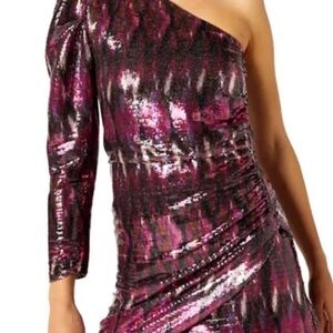 Misa Los Angeles Pink and Black Sequin Long Sleeve Dress size small